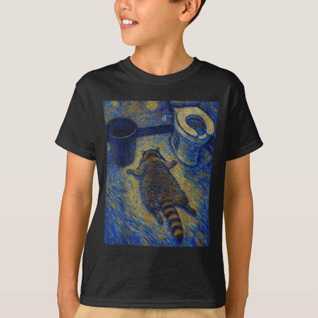 Van Gogh Raccoon Drunk Pes Out In Bathroom Meme  T-Shirt (Vorderseite)
