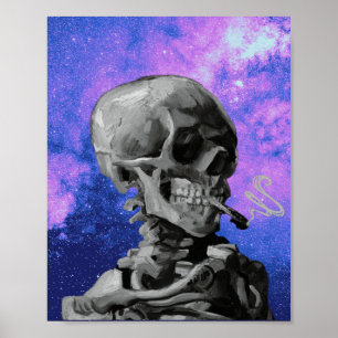 Van Gogh raucht Skeleton bleibt mit Galaxie Poster