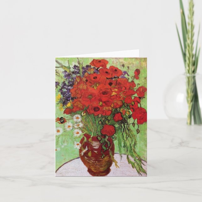 Van Gogh Red Poppies and Daisies Note Card Karte (Vorderseite)