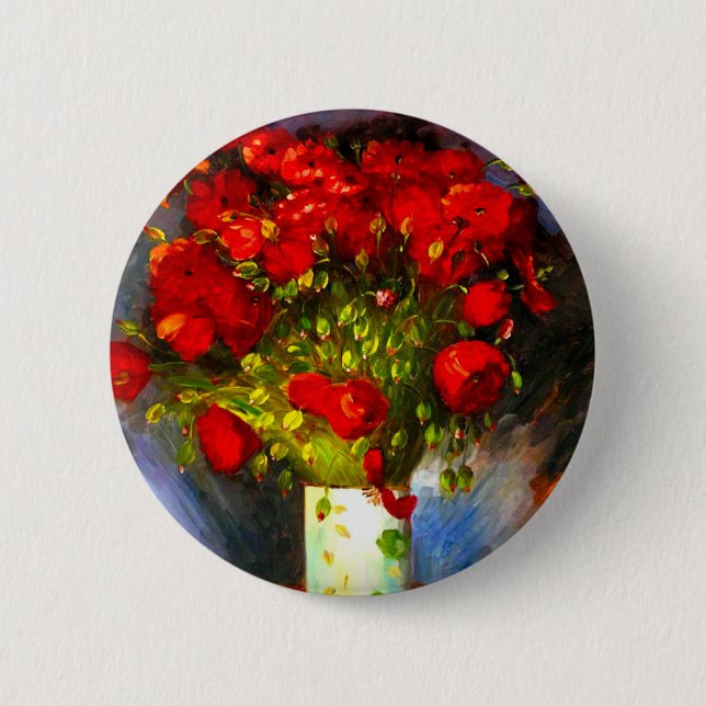 Van Gogh Red Poppies Button (Vorderseite)