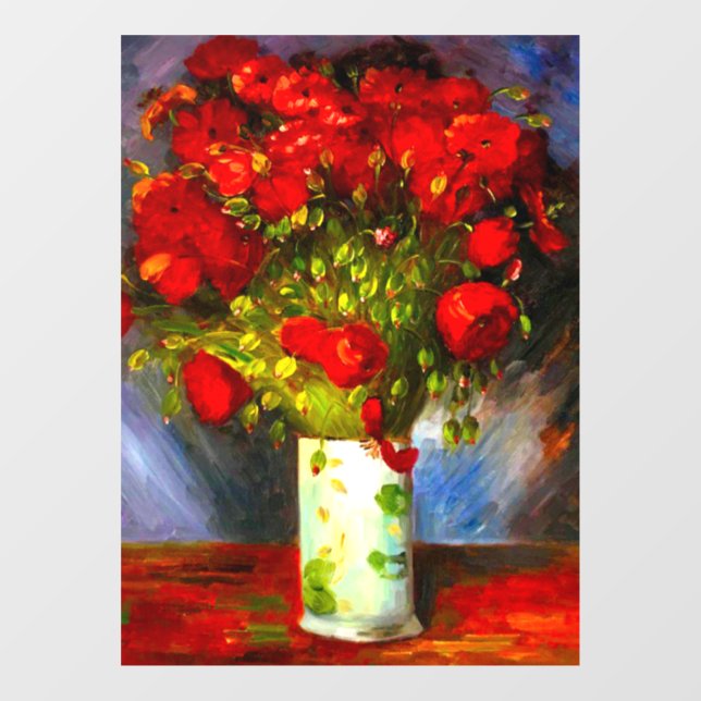 Van Gogh Red Poppies Fensteraufkleber (Blatt)