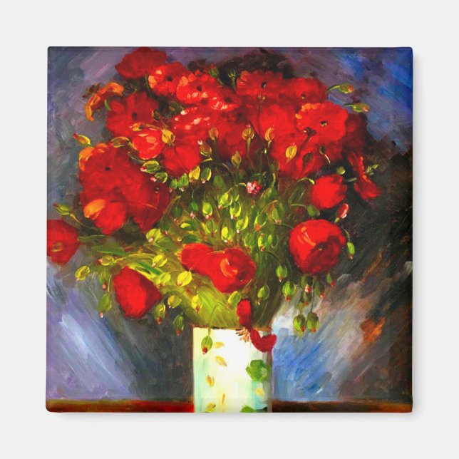 Van Gogh Red Poppies Magnet (Vorne)