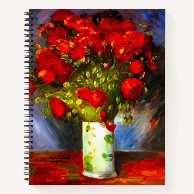Van Gogh Red Poppies Notizbuch (Vorderseite)