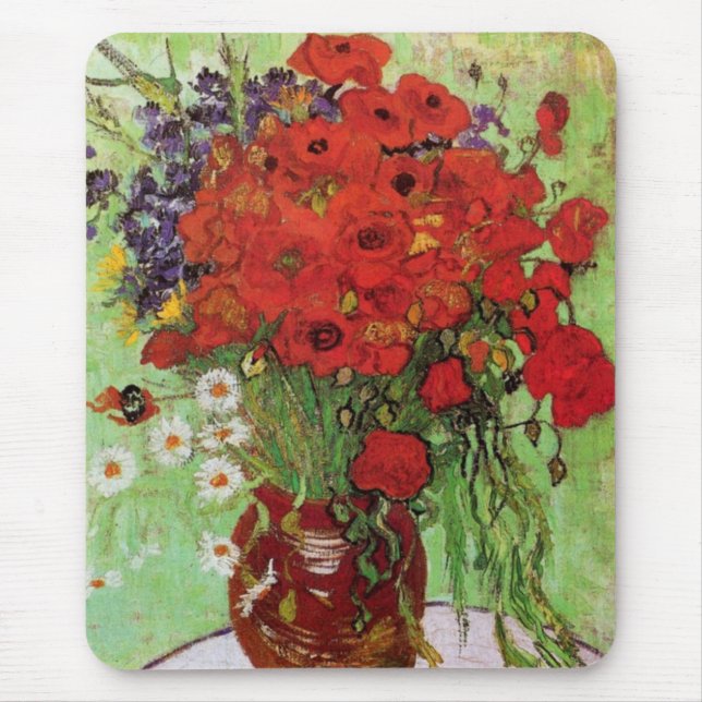 Van Gogh Red Poppies und Daisies Mouse Pad Mousepad (Vorne)