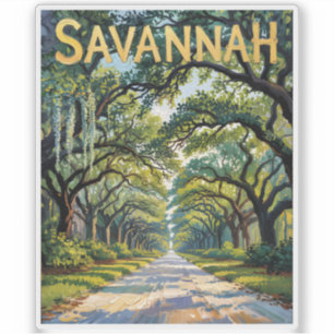 Van Gogh Retro Savannah Georgia Oak Avenue Reise Aufkleber