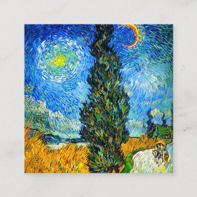 Van Gogh Road mit Cypress und Star Begleitkarte (Vorderseite)