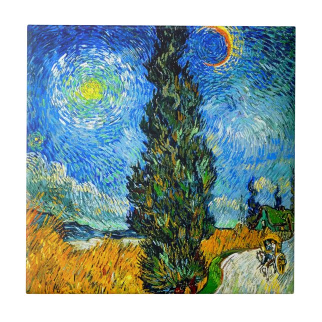 Van Gogh Road mit Cypress und Star Fliese (Vorderseite)