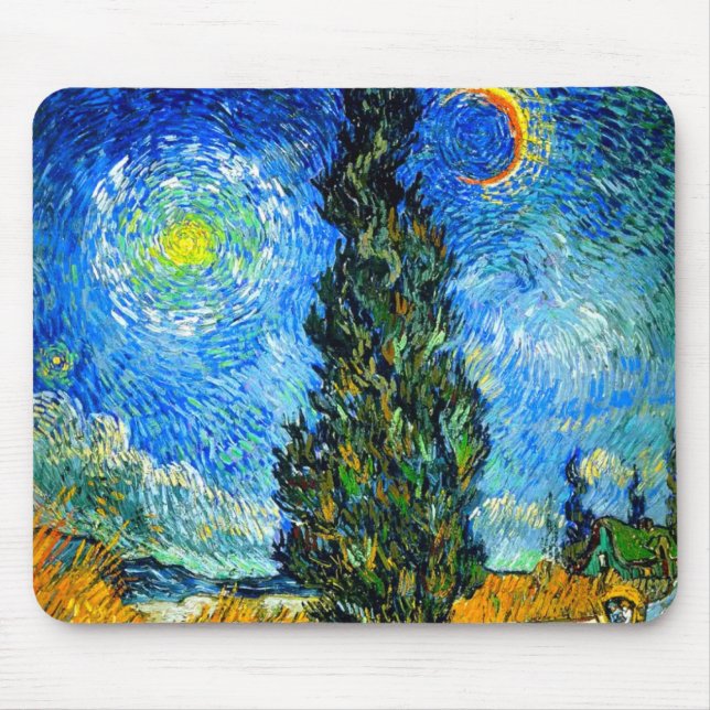 Van Gogh Road mit Cypress und Star Mousepad (Vorne)