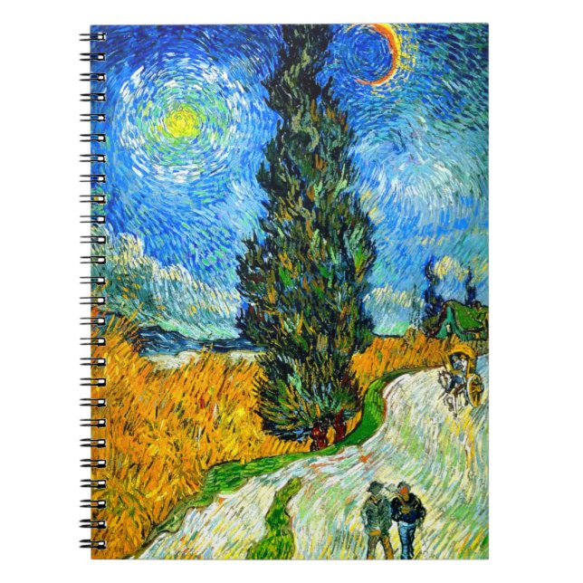 Van Gogh Road mit Cypress und Star Notizblock (Vorderseite)