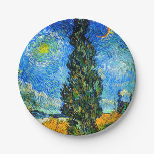 Van Gogh Road mit Cypress und Star Pappteller