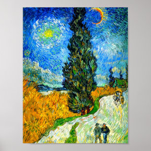 Van Gogh Road mit Cypress und Star Poster