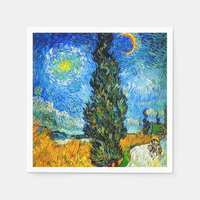 Van Gogh Road mit Cypress und Star Serviette (Vorderseite)