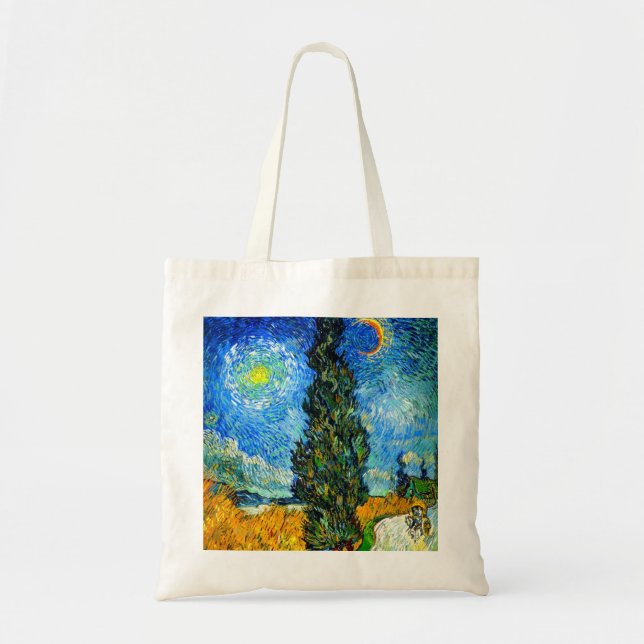 Van Gogh Road mit Cypress und Star Tragetasche (Vorne)