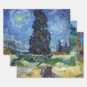 Van Gogh Road mit Cypressionismus Geschenkpapier Set