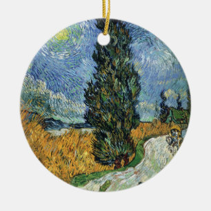 Van Gogh Road mit Cypressionismus Keramik Ornament