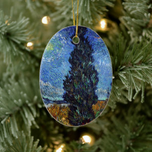 Van Gogh Road mit Cypressionismus Keramik Ornament
