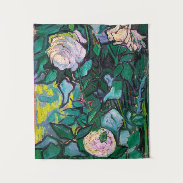 Van Gogh Rosa Rose Wandteppich (Vorderseite)