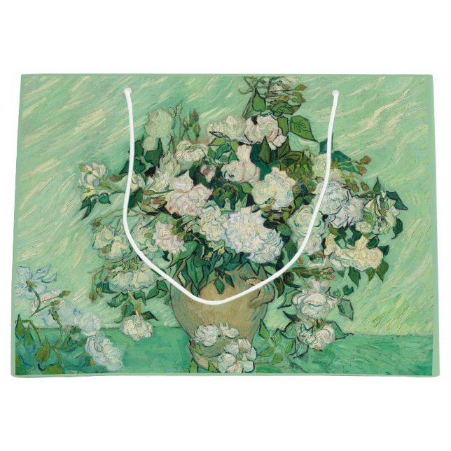 Van Gogh Rose Green Große Geschenktüte (Vorderseite)