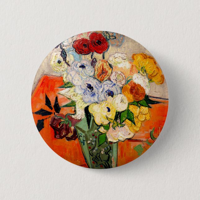 Van Gogh Rose und Anemones Button (Vorderseite)