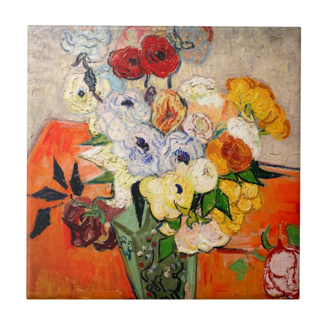Van Gogh Rose und Anemones Fliese (Vorderseite)