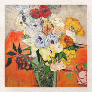 Van Gogh Rose und Anemones Glasuntersetzer