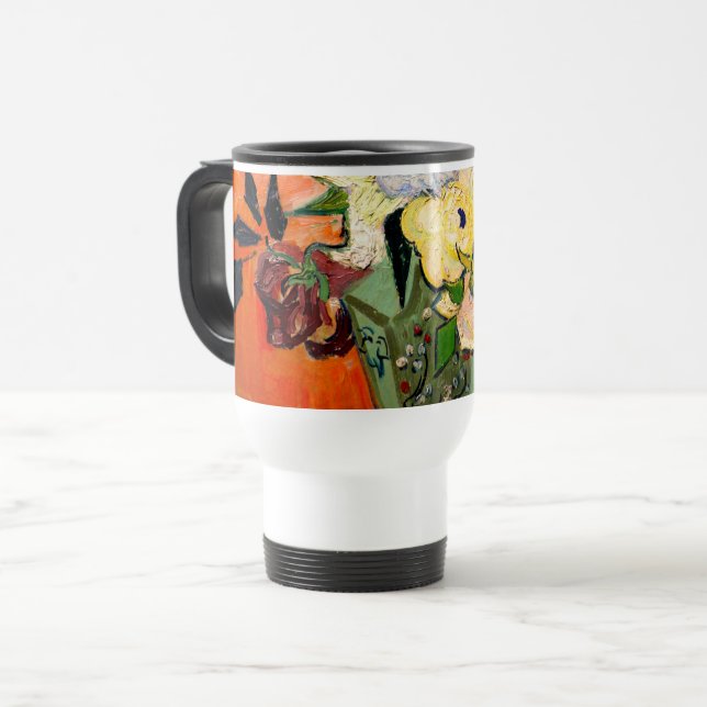 Van Gogh Rose und Anemones Reisebecher (Vorderseite Links)