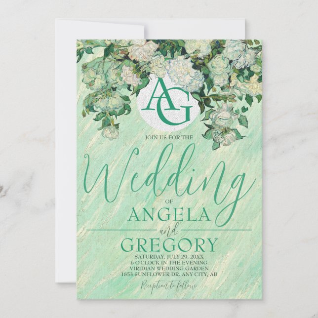 Van Gogh Roses Wedding Invitation Einladung (Vorderseite)