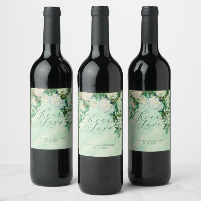 Van Gogh Roses Wedding Wine Label Weinetikett (Flaschen)