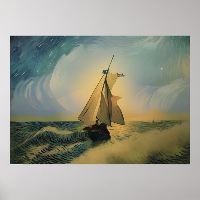 Van Gogh Sailor Boot im Ozean Poster (Vorne)
