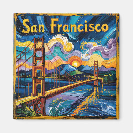 Van Gogh San Francisco Golden Gate Bridge Travel Magnet