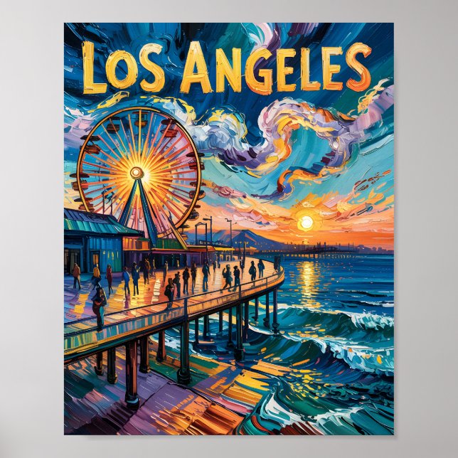 Van Gogh Santa Monica Pier Los Angeles Kalifornien Poster (Vorne)