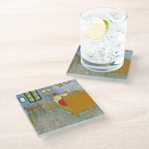 Van Gogh Schlafzimmer in Arles - Klassisches Gelb Glasuntersetzer