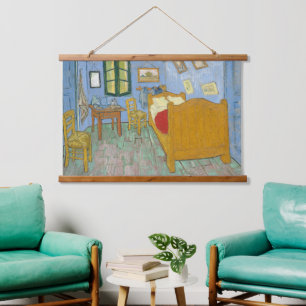 Van Gogh Schlafzimmer in Arles - Klassisches Gelb  Wandteppich Mit Holzrahmen