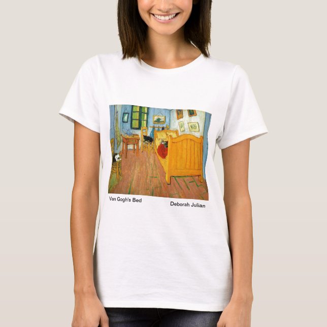 Van Gogh Schlafzimmer (Künstler-Katzen addiert) T-Shirt (Vorderseite)