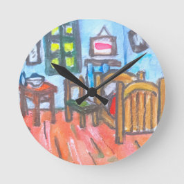 Van Gogh Schlafzimmer mini  Runde Wanduhr