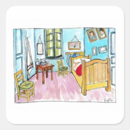 Van Gogh Schlafzimmer Tribut Gemälde von mir. Quadratischer Aufkleber