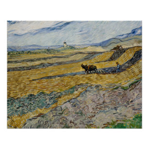 Van Gogh schloss Feld mit dem glatten Ploughman Poster