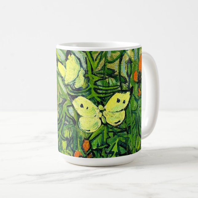 Van Gogh - Schmetterlinge und Mohn Kaffeetasse (VorderseiteRechts)