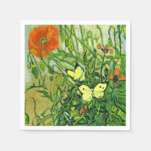 Van Gogh - Schmetterlinge und Mohn Serviette