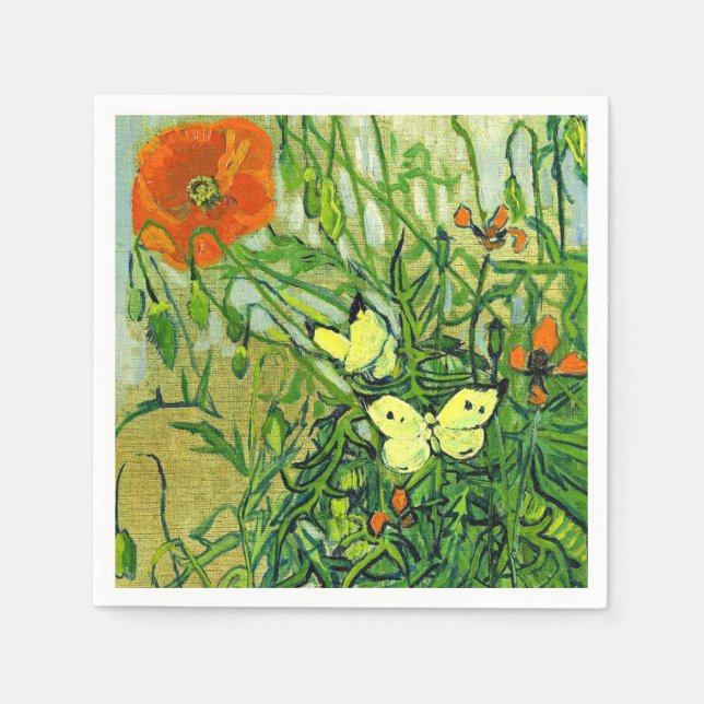 Van Gogh - Schmetterlinge und Mohn Serviette (Vorderseite)