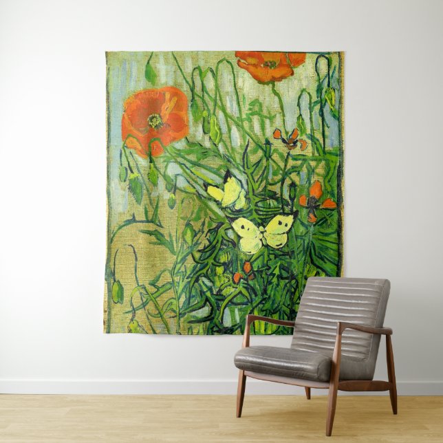Van Gogh - Schmetterlinge und Poppies Tapestry Wandteppich (Beispiel)