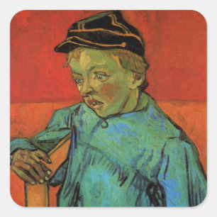 Van Gogh, Schoolboy (Camille Roulin), Vintage Kuns Quadratischer Aufkleber