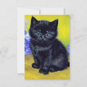 Van Gogh Schwarze Katze Lila Blumen RSVP Karte