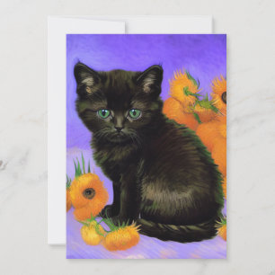 Van Gogh Schwarzes Kätzchen mit Sonnenblumen Save The Date