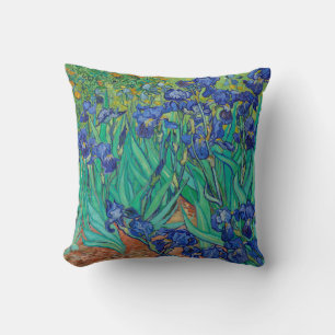 Van Gogh Schwertlilien. Blaue florale Vintage-Impr Kissen