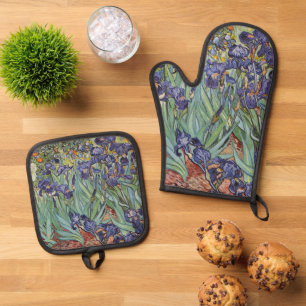 Van Gogh Schwertlilien Impressionistisches Gemälde Ofenhandschuh & Topflappen-Set