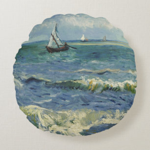 Van Gogh Seestück in Saintes Maries de la Mer Rundes Kissen