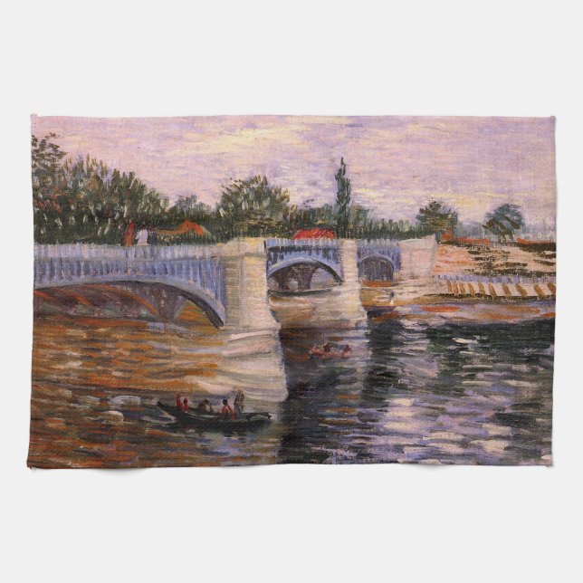 Van Gogh Seine Fluss mit Pont del Grande Jette Geschirrtuch (Horizontal)