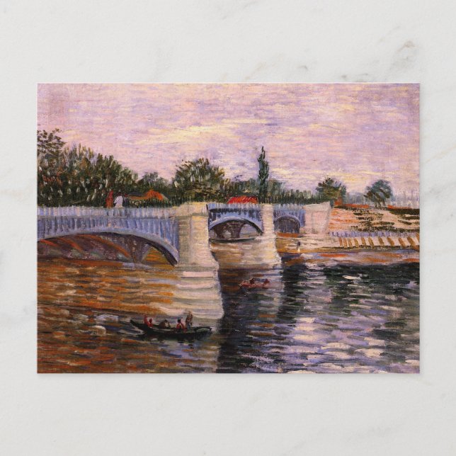 Van Gogh Seine Fluss mit Pont del Grande Jette Postkarte (Vorderseite)