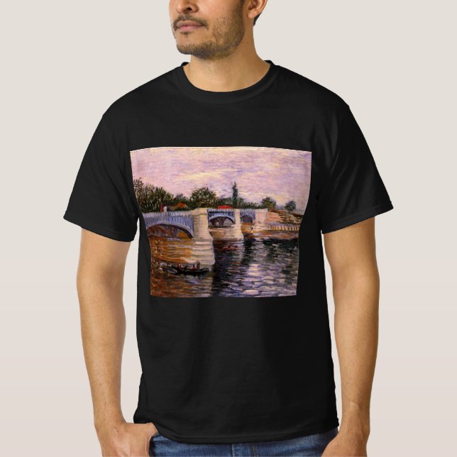 Van Gogh Seine Fluss mit Pont del Grande Jette T-Shirt (Vorderseite)